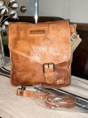 NWT Bed Stu Leather Venice Beach Crossbody Bag Tan Rustic Retail $240